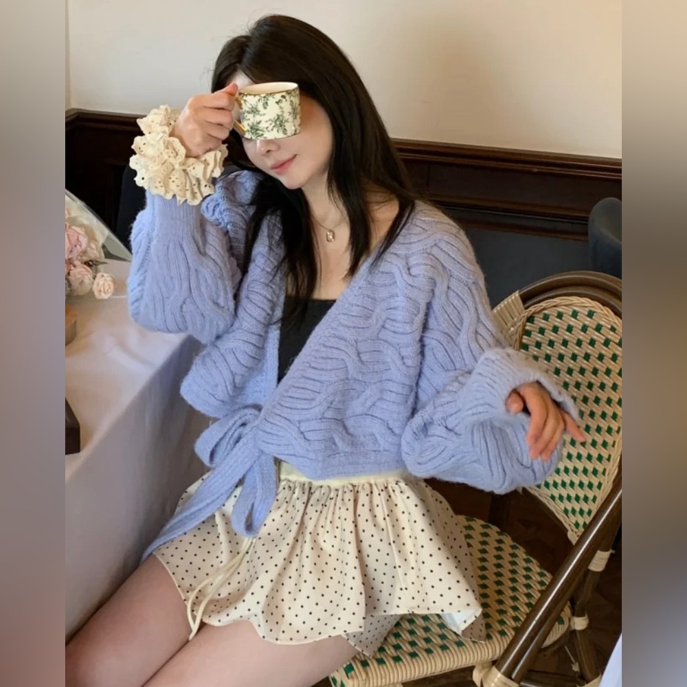 Zara Periwinkle Cable-Knit Sweater Cardigan 4331/010 Medium